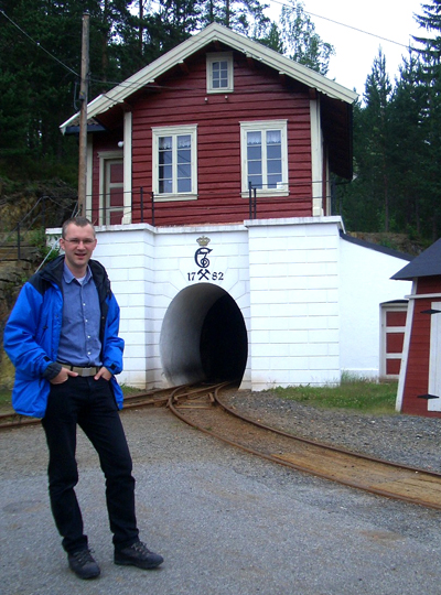 Anton Watzl standing right in front of the portal to the Kongens Mine, Kongsberg, Norway Anton Watzl